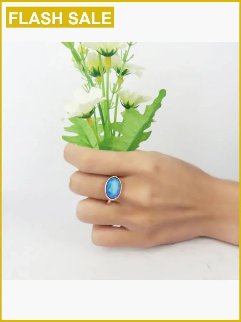 Color Change Mood Ring - Oval Facet Crystal Stone, Minimalist Statement Jewelry